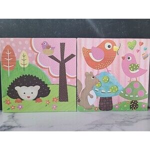Oopsy Daisy Too Love & Nature Hedgehog Pal & Bird Buddies Canvas Wall Art 10x10